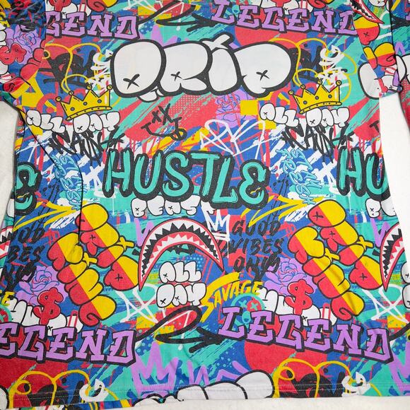 Fresh Laundry T-Shirt Woman's 2XL Graffiti Art Mutli-Color Crew Neck Urban Art - Picture 2 of 10